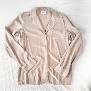 FRANK & OAK 100% Silk Taupe Dress Shirt